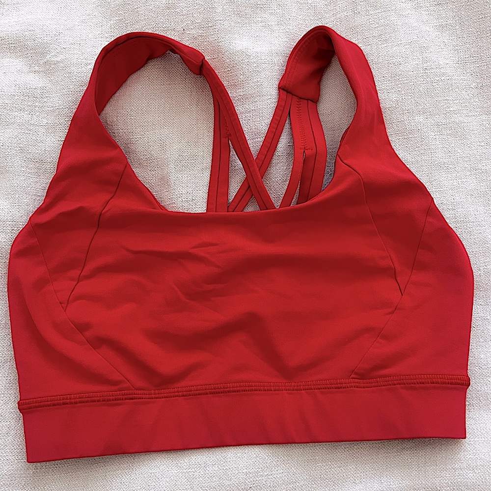 Lululemon Energy Longline Bra in Coral size 4.
